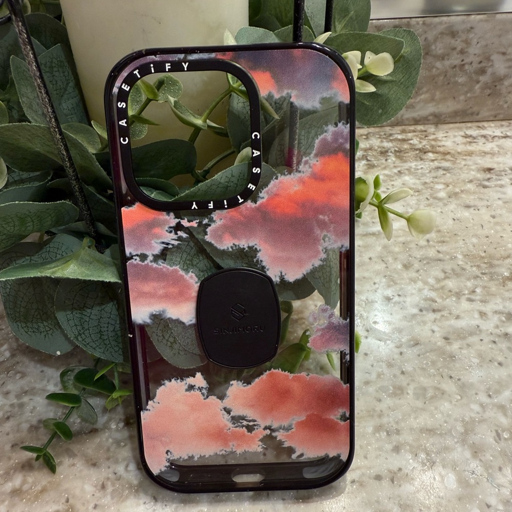 Casetify Artistic Black and Pink iPhone 14 Pro Case